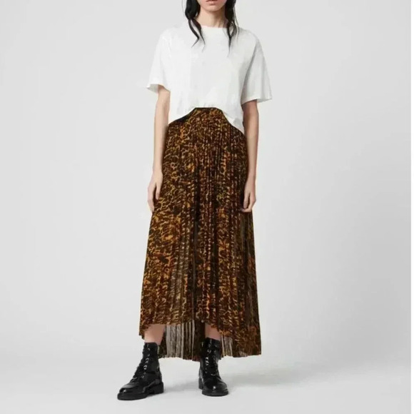 ALL SAINTS - animal maxi/midi pleated skirt - Picture 1 of 5